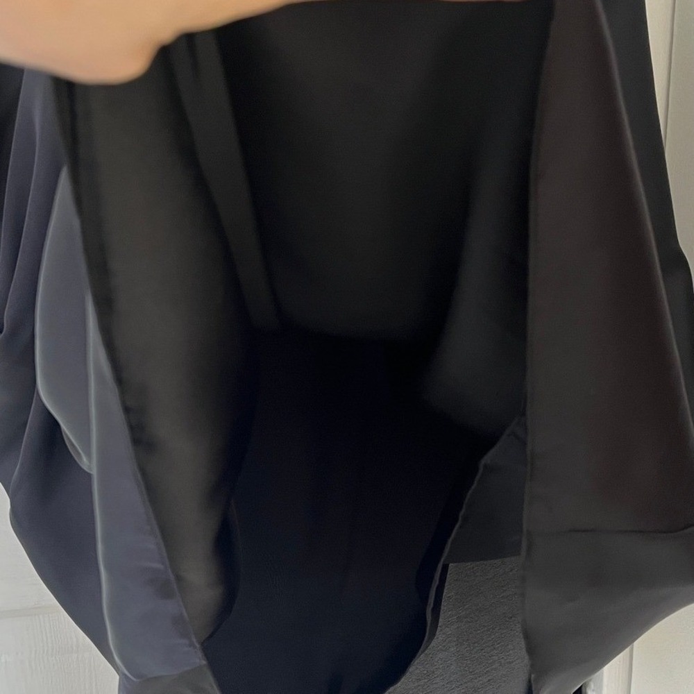 Aidan Mattox Satin One Shoulder Dress Batwing Black Women's Sz 10 EUC - Picture 6 of 9